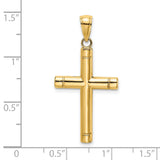 Tubular Cross Charm Pendant in Real 14k Yellow Gold