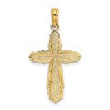 Solid Beaded Cross Charm Pendant in Real 14k Yellow Gold