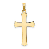 14k Yellow Gold Cross Pendant with Sculpted Edges and Starburst Design for Men and Women