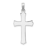 14k White Gold Cross Pendant with Starburst Detail, Satin Finish, Unisex Religious Jewelry