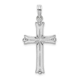 14k White Gold Cross Pendant with Fleur de Lis and Celestial Star Design
