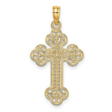 Cut-Out Design Cross Charm Pendant in Real 14k Yellow Gold