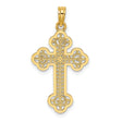 Cut-Out Design Cross Charm Pendant in Real 14k Yellow Gold