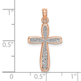 Filigree Center Border Charm Pendant in Real 14k Rose Gold