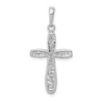 Cross Filigree Center Charm Pendant in Real 14k White Gold