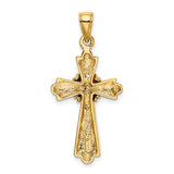 Polished Cross X Center Charm Pendant in Real 14k Yellow Gold