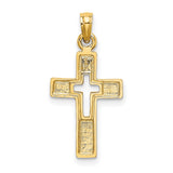 Polished and Cut-Out Cross Charm Pendant in Real 14k Yellow Gold