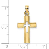 Polished and Cut-Out Cross Charm Pendant in Real 14k Yellow Gold