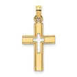 Polished and Cut-Out Cross Charm Pendant in Real 14k Yellow Gold