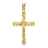 Solid Latin Rope Cross with Rounded Cap Ends Charm Pendant in Real 14k Yellow Gold