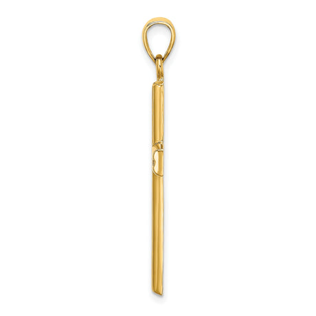 14k Yellow Gold Cross Pendant, High Polish Religious Charm for Men and Women