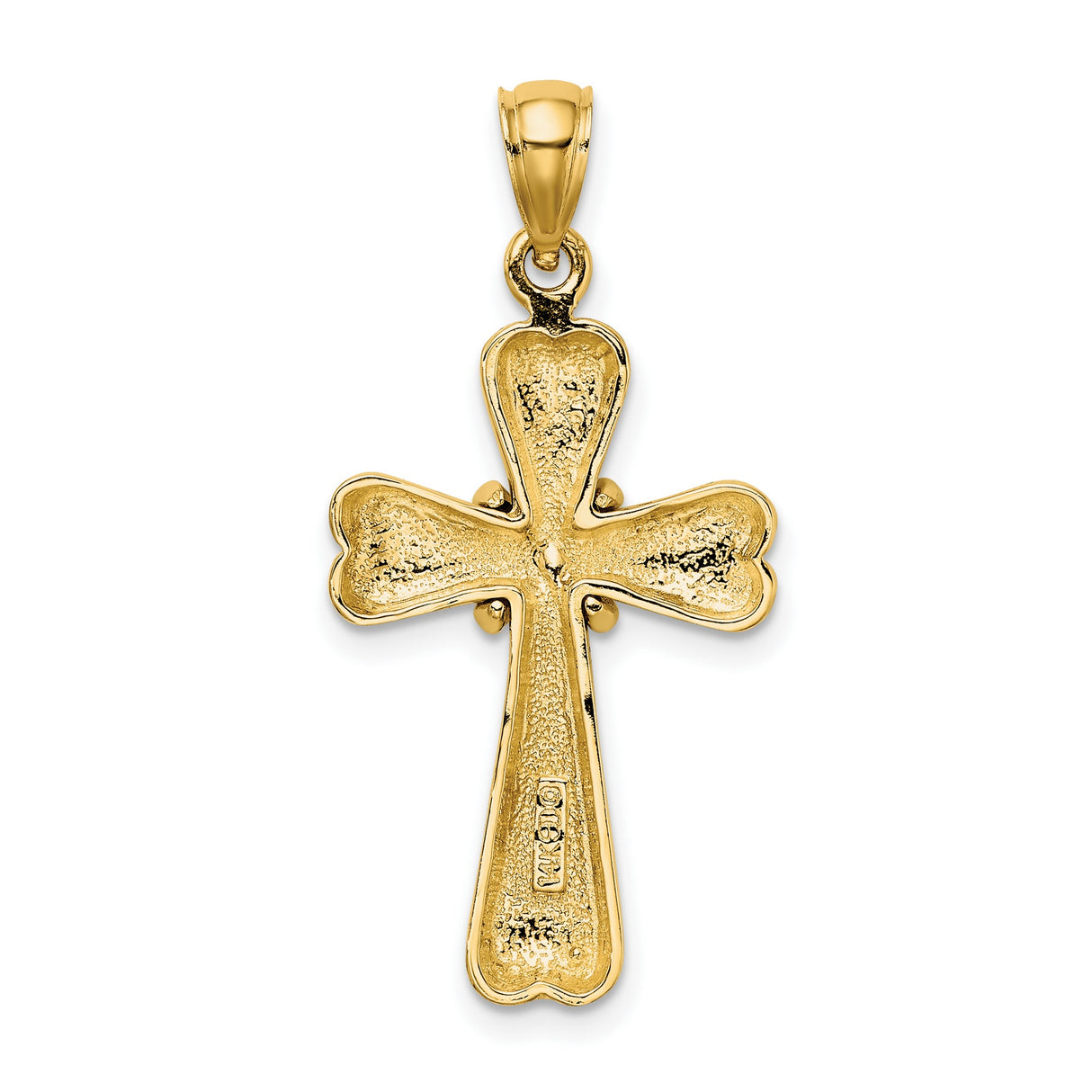 Polished X and Heart Cross Charm Pendant in Real 14k Yellow Gold