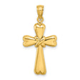 Polished X and Heart Cross Charm Pendant in Real 14k Yellow Gold