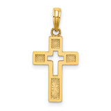 Polished Cut-Out Cross Charm Pendant in Real 14k Yellow Gold