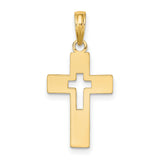 Polished Cut-Out Cross Charm Pendant in Real 14k Yellow Gold