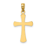 Polished Beveled Cross Round Tips Charm Pendant in Real 14k Yellow Gold