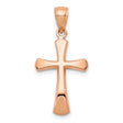 14k Rose Gold Cross Pendant with Beveled Edge Design, Polished Modern Faith Jewelry for Men and Women
