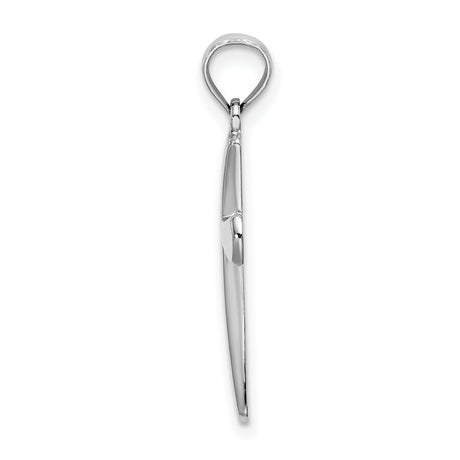 14k White Gold Cross Pendant with Satin Finish and Beveled Edges for Men and Women