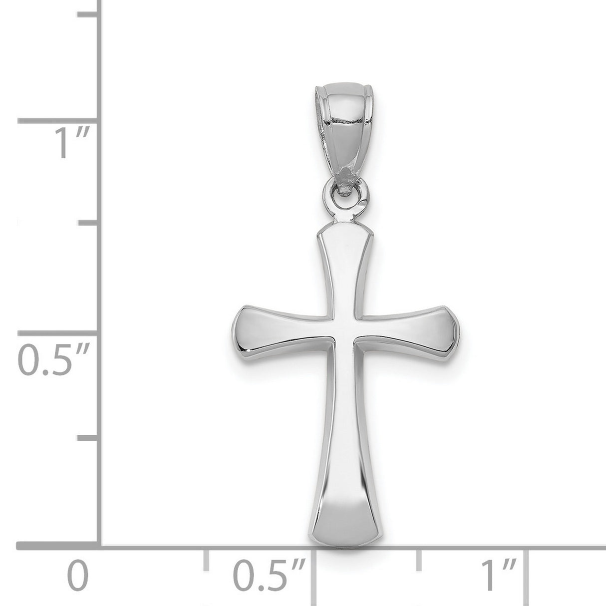 14k White Gold Cross Pendant with Satin Finish and Beveled Edges for Men and Women