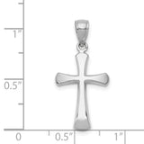14k White Gold Cross Pendant with Satin Finish and Beveled Edges for Men and Women
