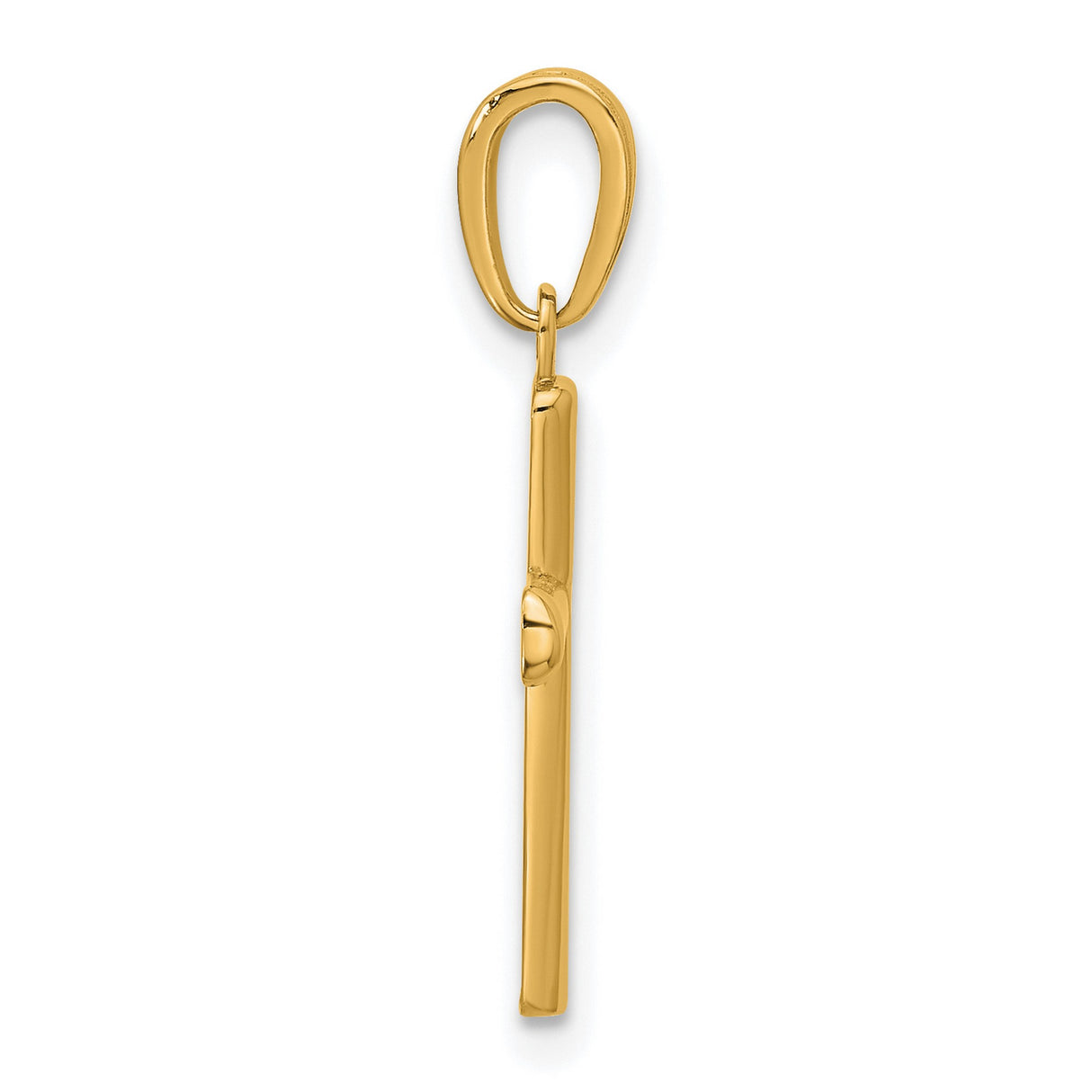 10k Yellow Gold Cross Pendant with Polished Beveled Design, Sleek Minimalist Religious Style