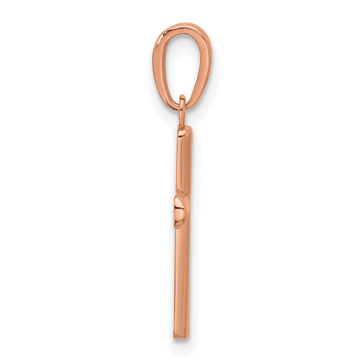 Polished Beveled Cross Round Tips Charm Pendant in Real 14k Rose Gold