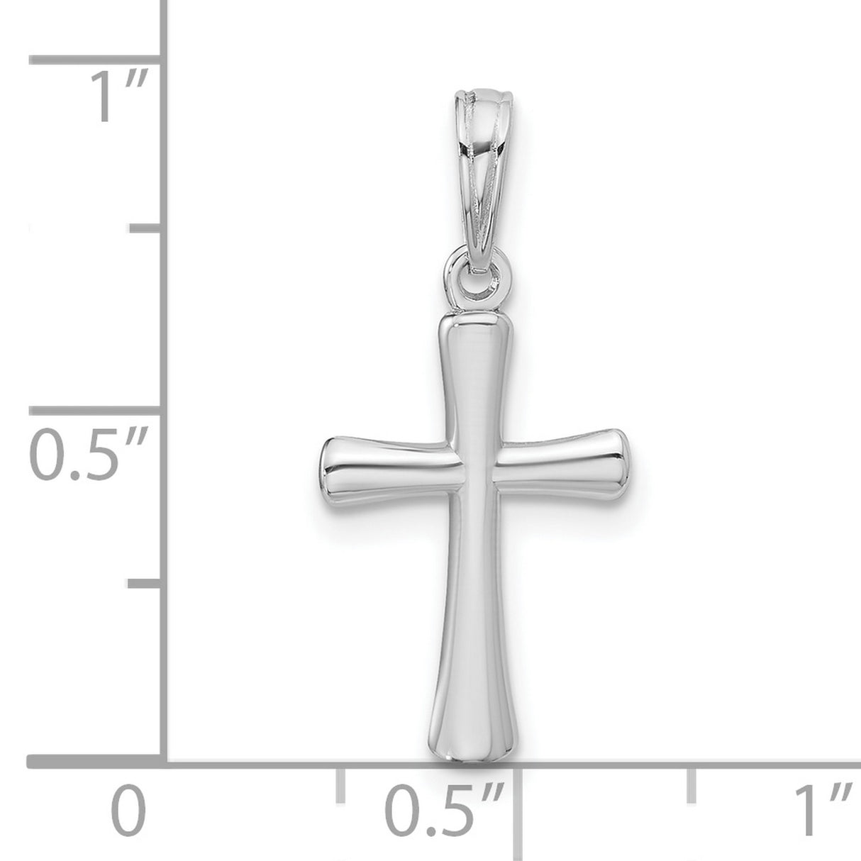 14k White Gold Cross Pendant with Beveled Edge and Polished Mirror Finish