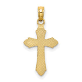 14k Yellow Gold Cross Pendant with Beveled Edge and Polished Finish for Men and Women