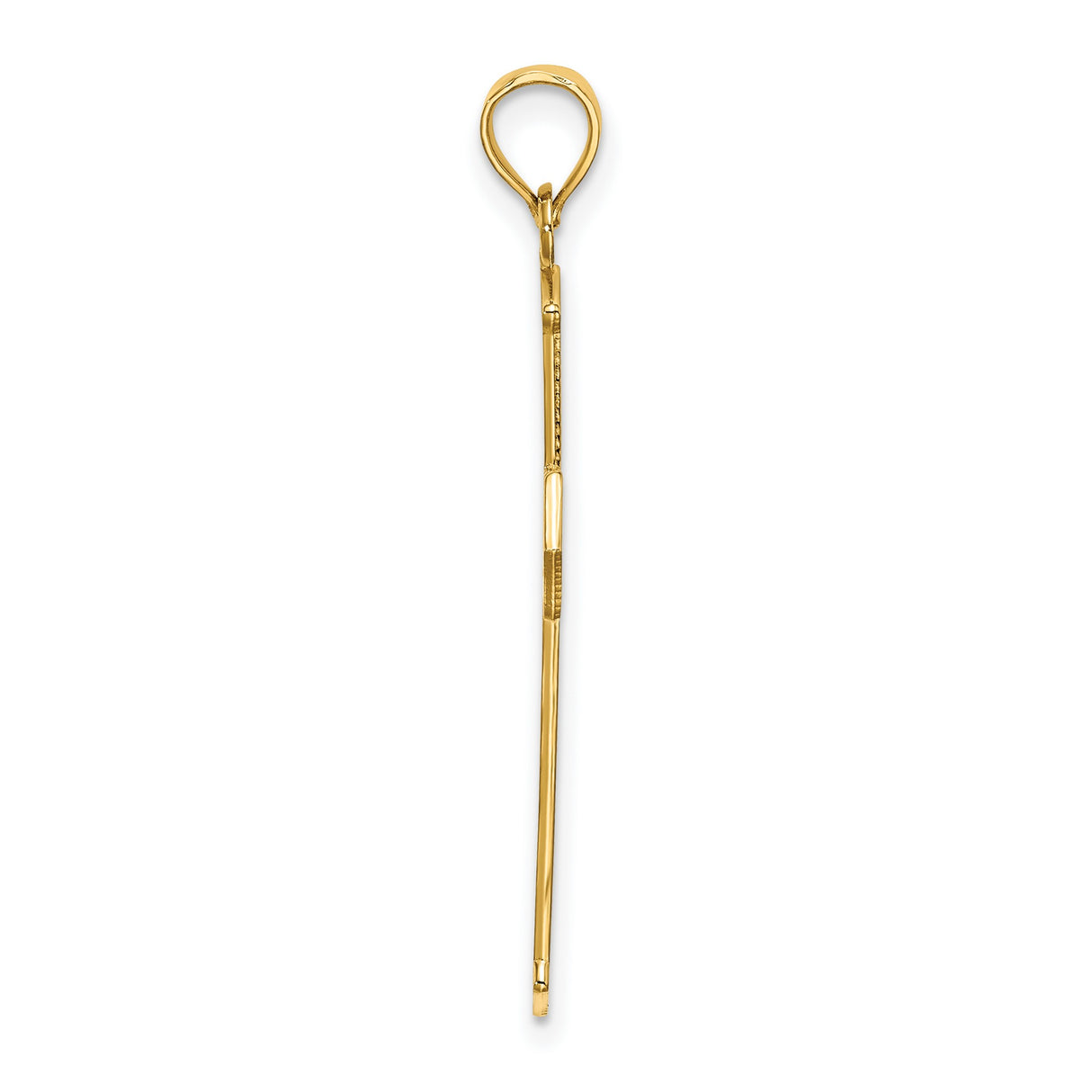 14k Yellow Gold Cross Pendant with Dual Tone Carved Texture Design for Men and Women