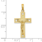 Cut-Out Heart I LOVE JESUS Reverse Crucifix Charm Pendant in Real 14k Yellow Gold