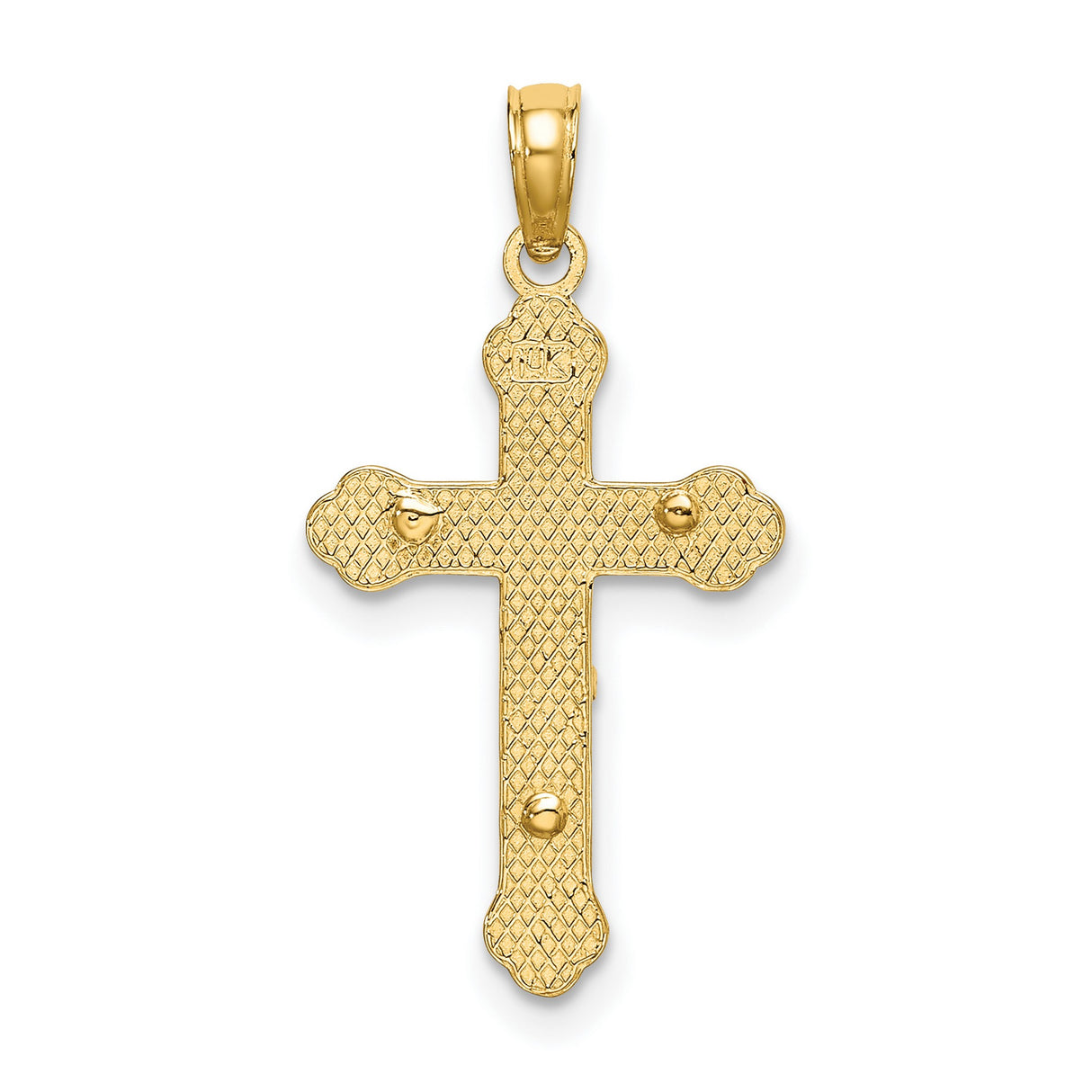 Inri Crucifix Scroll Tips Charm Pendant in Real 14k Yellow Gold