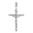 14k White Gold Crucifix Pendant with Hand Detailed Jesus Design Christian Charm