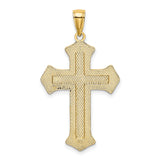 Filigree Center Block Cross Charm Pendant in Real 14k Yellow Gold