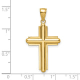 14k Yellow Gold Cross Pendant with Dual Bar Design and Polished Beveled Finish