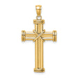 Polished Cross Charm Pendant in Real 14k Yellow Gold