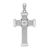 14k White Gold Cross Pendant with Polished Finish and Wrapped Edge Design