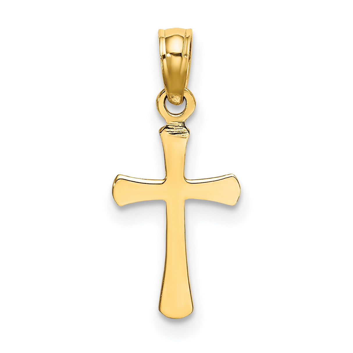 Polished Beveled Cross Round tips Charm Pendant in Real 14k Yellow Gold