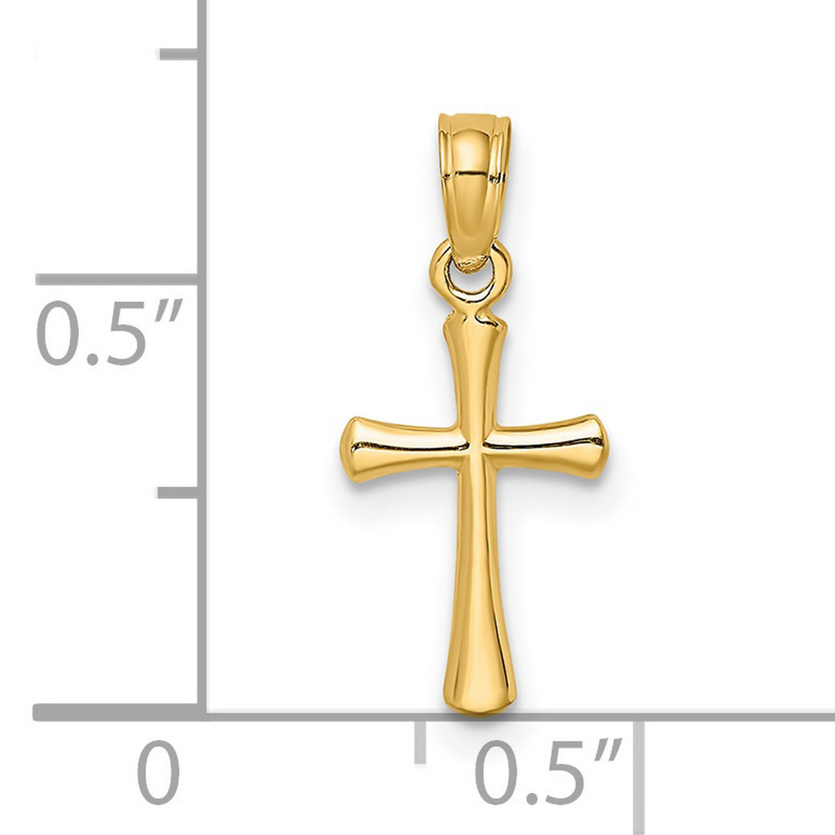 Polished Beveled Cross Round tips Charm Pendant in Real 14k Yellow Gold