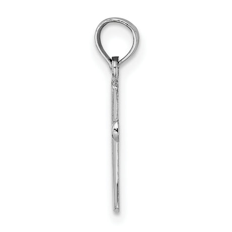 14k White Gold Cross Pendant with Smooth Beveled Edges and Mirror Finish