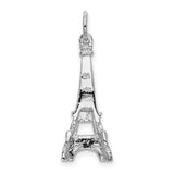 14k White Gold Eiffel Tower Pendant Charm, Paris Landmark Travel Theme Jewelry for Women