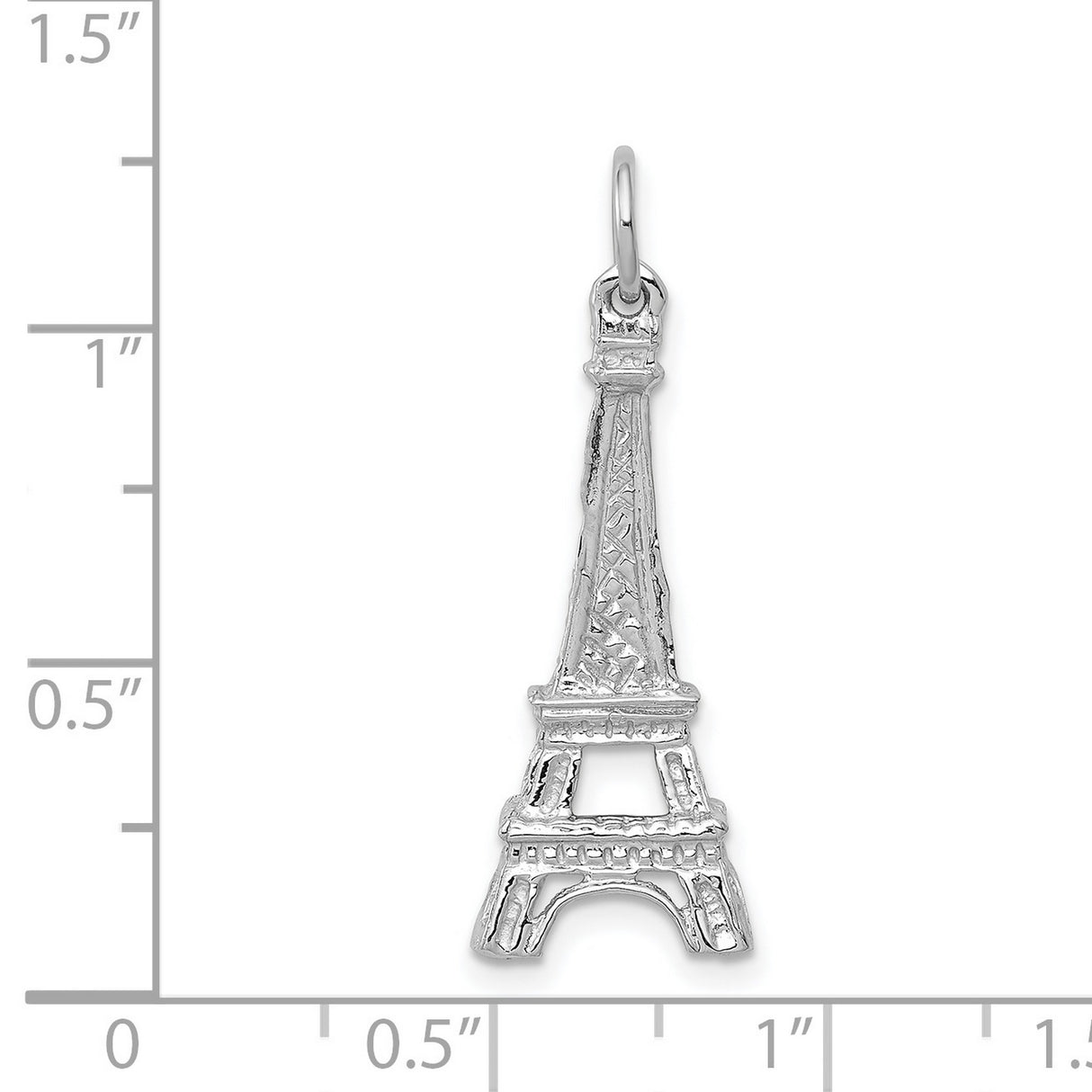 14k White Gold Eiffel Tower Pendant Charm, Paris Landmark Travel Theme Jewelry for Women