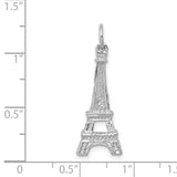 14k White Gold Eiffel Tower Pendant Charm, Paris Landmark Travel Theme Jewelry for Women