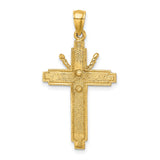 Polished Beaded Edge Crucifix Charm Pendant in Real 14k Yellow Gold