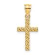 Beaded and Polished Cross Charm Pendant in Real 14k Yellow Gold