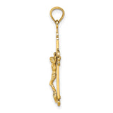 Fancy Crucifix Charm Pendant in Real 14k Yellow Gold