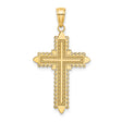 Lace Border Cross Charm Pendant in Real 14k Yellow Gold