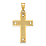 I LOVE JESUS Cross Hearts Charm Pendant in Real 14k Yellow Gold