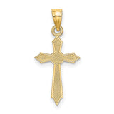 Engraved Edges Cross Charm Pendant in Real 14k Yellow Gold