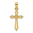 Engraved Edges Cross Charm Pendant in Real 14k Yellow Gold