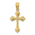 Textured Arrow Ends Cross Charm Pendant in Real 14k Yellow Gold